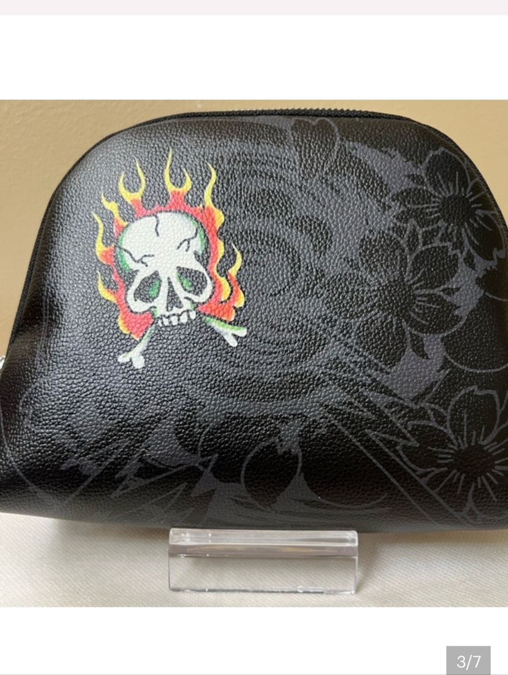 Ed Hardy Cosmetic Pouch With Fiery Skeleton